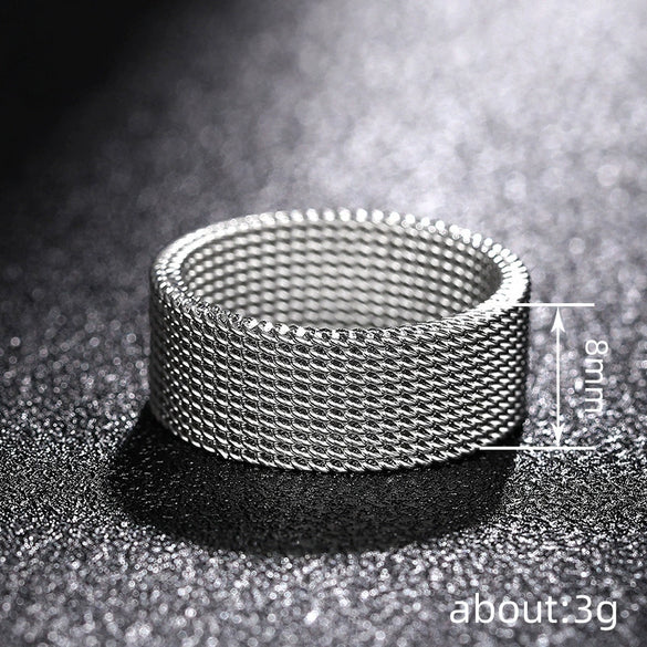 Simple Braided Unisex Stainless Steel Geometric Ring Electroplated Jewelry