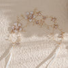 Simple Bridal Flower Alloy Handmade Hair Band With Pearl And Rhinestone Accents Rhombus Pattern Wedding Headpiece