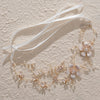 Simple Bridal Flower Alloy Handmade Hair Band With Pearl And Rhinestone Accents Rhombus Pattern Wedding Headpiece