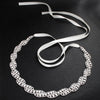 Simple Bridal Rhinestone Metal Waist Chain Luxury Diamond Wedding Dress Belt Accessory With Floral Woven Fabric Buckle