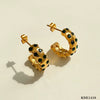 Simple C Shaped Stainless Steel Diamond Earrings With Electroplating For Women Geometric Style