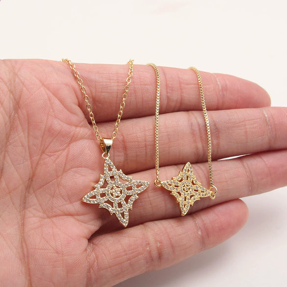 Simple Celtic Knot Jewelry Set With Copper Pendant Goldplated Necklace And Bracelet For Unisex