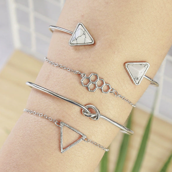 Simple Chain Bracelet Fashion Mix And Match Hollow Jewelry Stacked Wind Crystal Alloy Electroplating Letters Numbers Text Unisex