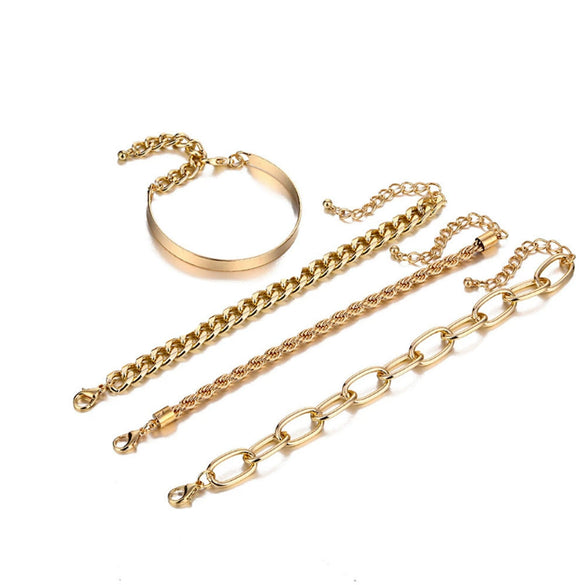Simple Chain Bracelet Fashion Mix And Match Hollow Jewelry Stacked Wind Crystal Alloy Electroplating Letters Numbers Text Unisex