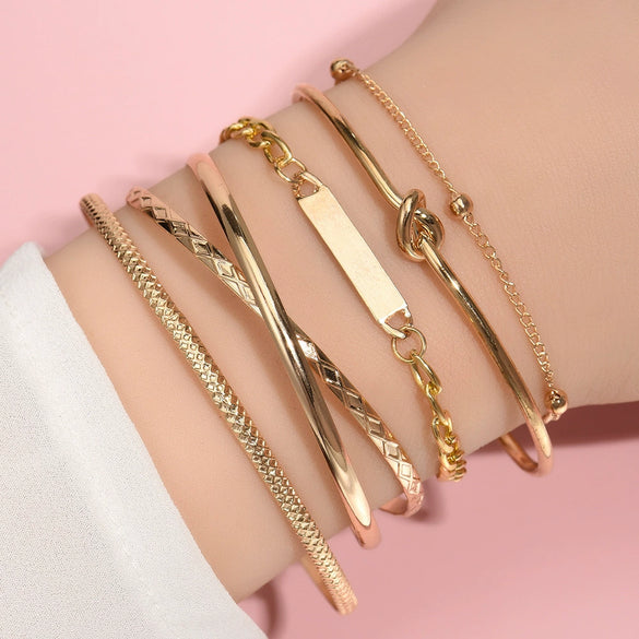 Simple Chain Bracelet Fashion Mix And Match Hollow Jewelry Stacked Wind Crystal Alloy Electroplating Letters Numbers Text Unisex