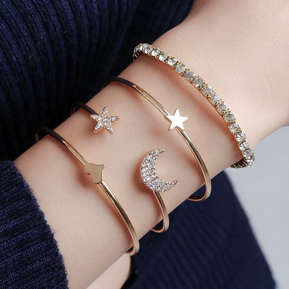 Simple Chain Bracelet Fashion Mix And Match Hollow Jewelry Stacked Wind Crystal Alloy Electroplating Letters Numbers Text Unisex