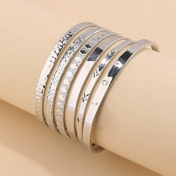 Simple Chain Bracelet Fashion Mix And Match Hollow Jewelry Stacked Wind Crystal Alloy Electroplating Letters Numbers Text Unisex