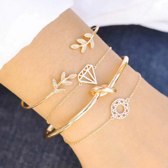 Simple Chain Bracelet Fashion Mix And Match Hollow Jewelry Stacked Wind Crystal Alloy Electroplating Letters Numbers Text Unisex