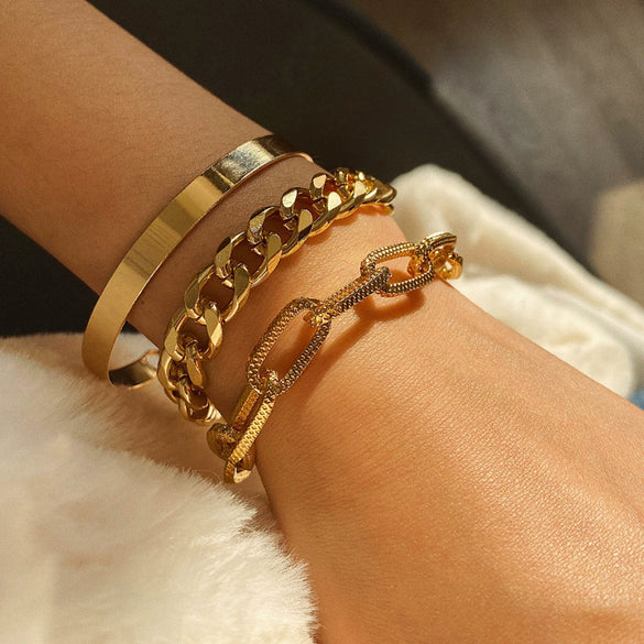 Simple Chain Bracelet Fashion Mix And Match Hollow Jewelry Stacked Wind Crystal Alloy Electroplating Letters Numbers Text Unisex