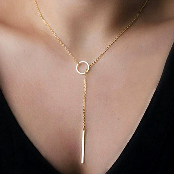 Simple Chain Metal Ring Short Necklace Simple Neck Chain Clavicle Chain Jewelry Wholesale Women