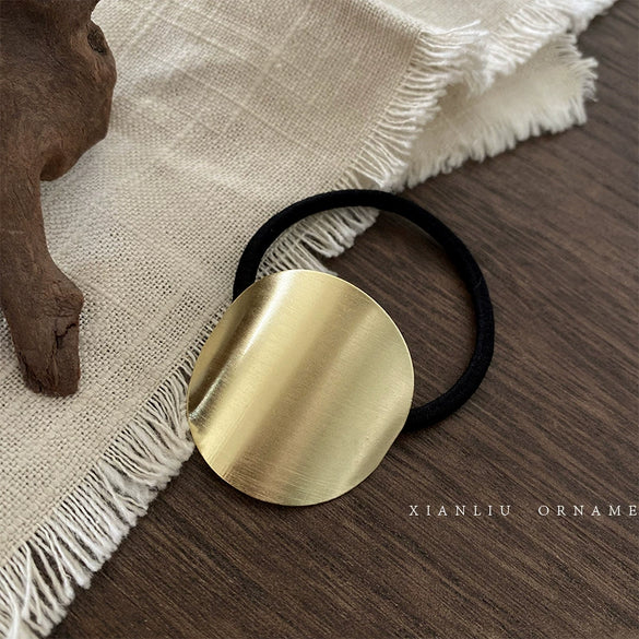 Simple Chic Geometric Brushed Alloy Hair Tie Handmade Metal Elastic Hair Band Hair Accessory For Women