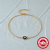 Simple Classic Retro Women's S925 Sterling Silver Devil's Eye Geometric Bracelet With Electroplating