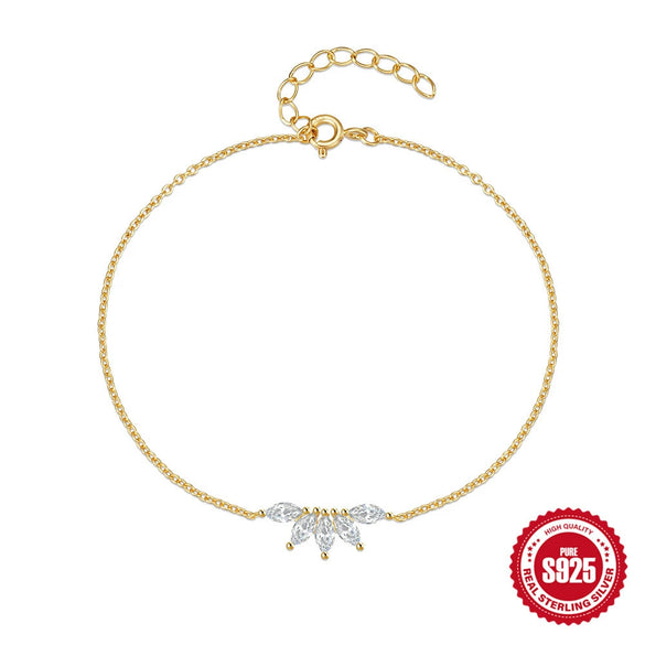 Simple Classic Women's Bracelet In S925 Sterling Silver With Horse Eye Crown Zircon Inlaid And Geometric Pattern Electroplated