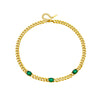 Simple Cold Punk Style Thick Titanium Steel Chain With Geometric Diamond Embedded Emerald Electroplated Necklace