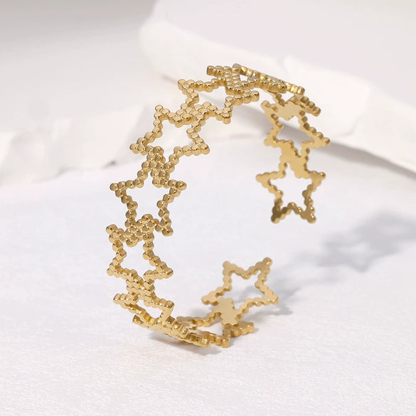 Simple Cold Style Geometric Love Flower French Gold Plated Stainless Steel Bracelet For Women