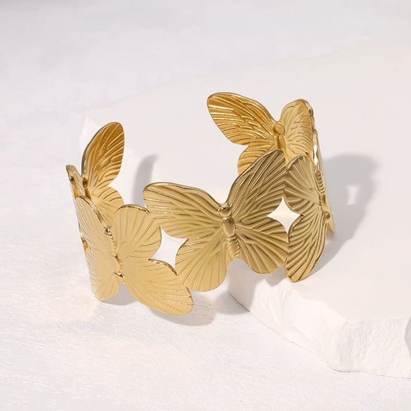 Simple Cold Style Geometric Love Flower French Gold Plated Stainless Steel Bracelet For Women