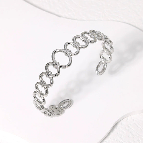 Simple Cold Style Geometric Love Flower French Gold Plated Stainless Steel Bracelet For Women