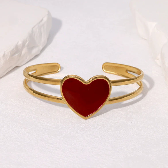 Simple Cold Style Geometric Love Flower French Gold Plated Stainless Steel Bracelet For Women