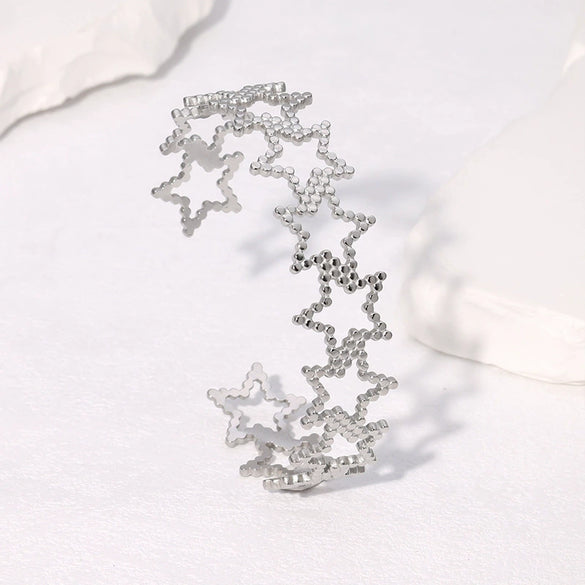 Simple Cold Style Geometric Love Flower French Gold Plated Stainless Steel Bracelet For Women