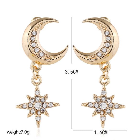 Simple Cold Style Long Earrings Alloy With Star Pattern And Diamond Treatment Process