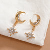Simple Cold Style Long Earrings Alloy With Star Pattern And Diamond Treatment Process