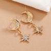 Simple Cold Style Long Earrings Alloy With Star Pattern And Diamond Treatment Process