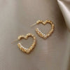 Simple Cold Style Niche Design Peach Heart Pearl Earrings With 925 Silver Needle