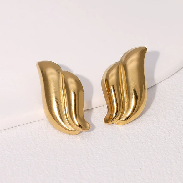 Simple Cold Wind Wings Geometric Stainless Steel Electroplated Earrings For Women