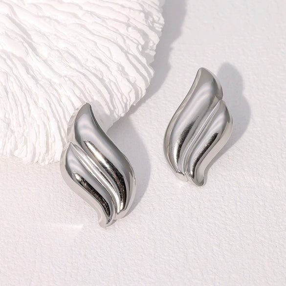 Simple Cold Wind Wings Geometric Stainless Steel Electroplated Earrings For Women