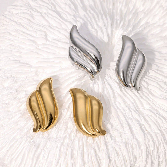 Simple Cold Wind Wings Geometric Stainless Steel Electroplated Earrings For Women