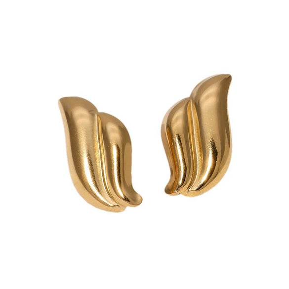 Simple Cold Wind Wings Geometric Stainless Steel Electroplated Earrings For Women