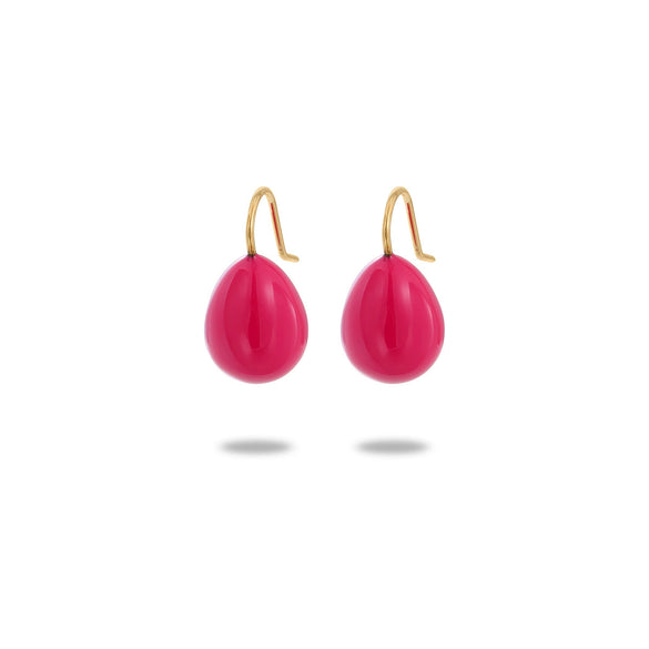 Simple Color Oil Dripping Bean Titanium Steel Electroplated Earrings Fashionable Light Luxury Nonfading