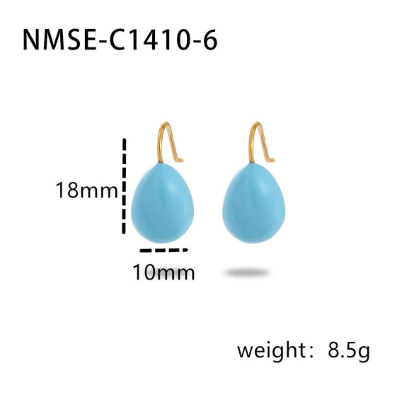 Simple Color Oil Dripping Bean Titanium Steel Electroplated Earrings Fashionable Light Luxury Nonfading