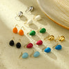 Simple Color Oil Dripping Bean Titanium Steel Electroplated Earrings Fashionable Light Luxury Nonfading