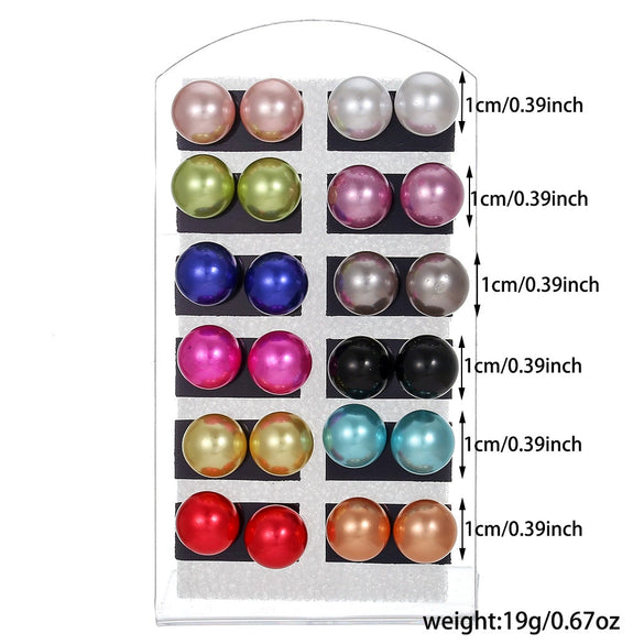 Simple Colorful Imitation Pearl Handmade Geometric Women's Earrings