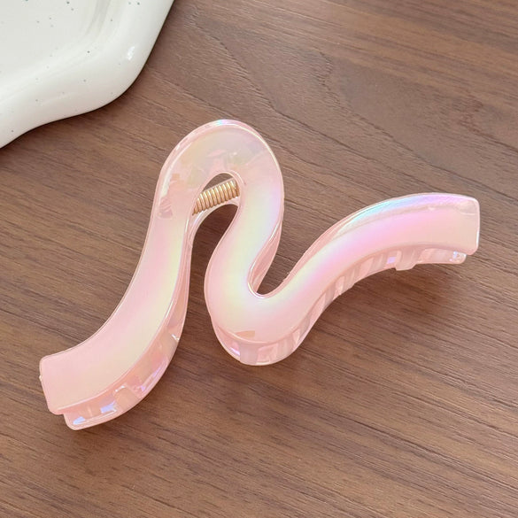 Simple Colorful Jelly Colored Plastic Resin Hair Clip For Women With Electroplating Versatile Bun Shark Clip
