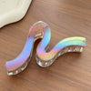 Simple Colorful Jelly Colored Plastic Resin Hair Clip For Women With Electroplating Versatile Bun Shark Clip