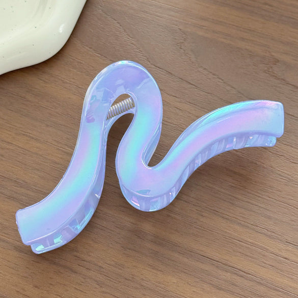 Simple Colorful Jelly Colored Plastic Resin Hair Clip For Women With Electroplating Versatile Bun Shark Clip