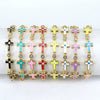 Simple Colorful Oil Dripping Evil Eye Geometric Bracelet For Women Copper Zircon Enamel Electroplated
