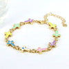 Simple Colorful Oil Dripping Evil Eye Geometric Bracelet For Women Copper Zircon Enamel Electroplated