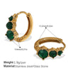 Simple Colorful Zircon Inlaid 316L Stainless Steel Electroplated Retro Earrings For Women