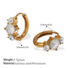 Simple Colorful Zircon Inlaid 316L Stainless Steel Electroplated Retro Earrings For Women