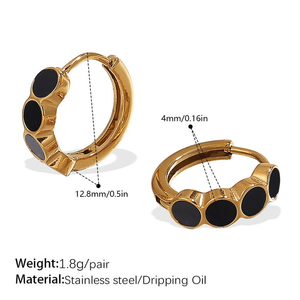 Simple Colorful Zircon Inlaid 316L Stainless Steel Electroplated Retro Earrings For Women