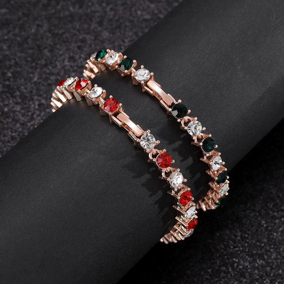 Simple Colorful Zircon Women's Bracelet Alloy Electroplating Light Luxury Allmatch Highend Accessory