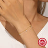 Simple Commute S925 Sterling Silver Adjustable Round Zircon Pendant Drape Necklace And Bracelet With Geometric Pattern And Electroplating Treatment For Women