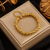 Simple Contrast Color Titanium Steel Circle Beaded Woven Retro Personality All Match Women's Bracelet With Electroplating