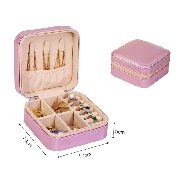 Simple Convenient Square Solid Color Zipper Jewelry Box