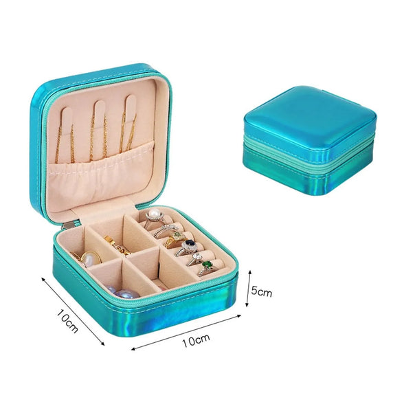 Simple Convenient Square Solid Color Zipper Jewelry Box