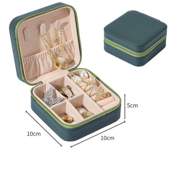 Simple Convenient Square Solid Color Zipper Jewelry Box