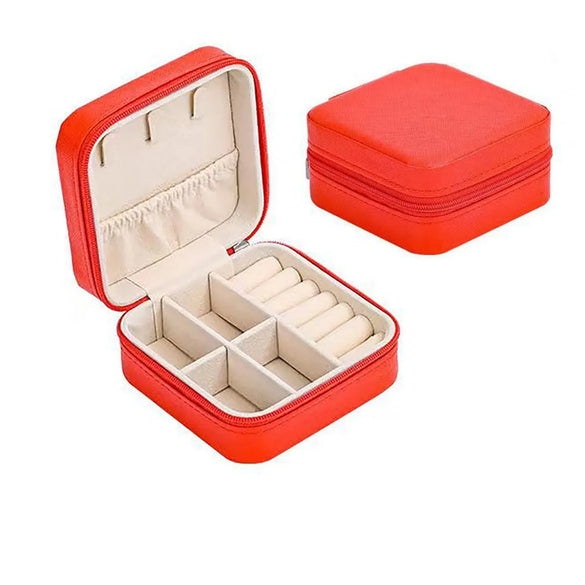 Simple Convenient Square Solid Color Zipper Jewelry Box